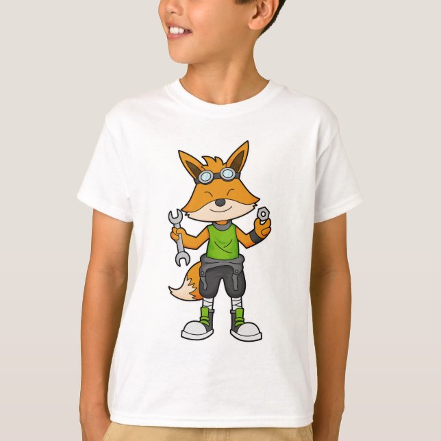 Camiseta Fox como mecánico con llave y tuerca (Anverso)