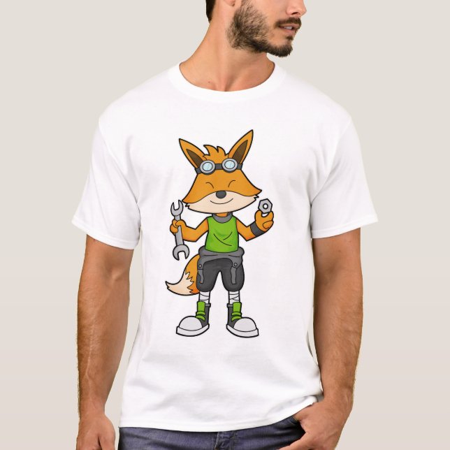 Camiseta Fox como mecánico con llave y tuerca (Anverso)