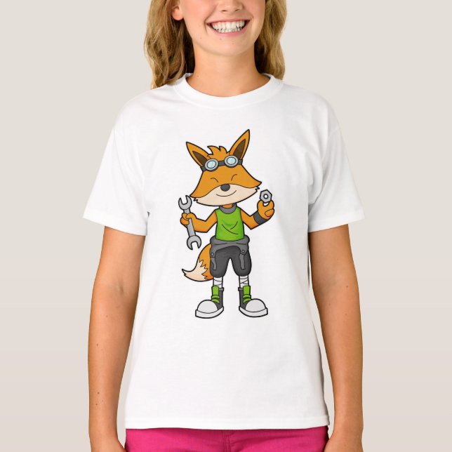 Camiseta Fox como mecánico con llave y tuerca (Anverso)