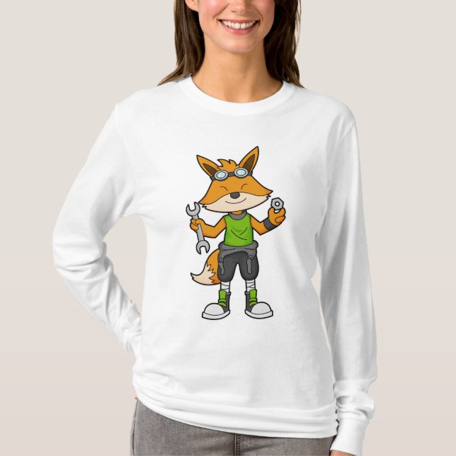 Camiseta Fox como mecánico con llave y tuerca (Anverso)