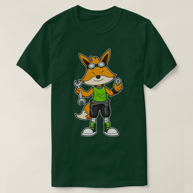 Camiseta Fox como mecánico con tuerca de llave (Diseño del anverso)
