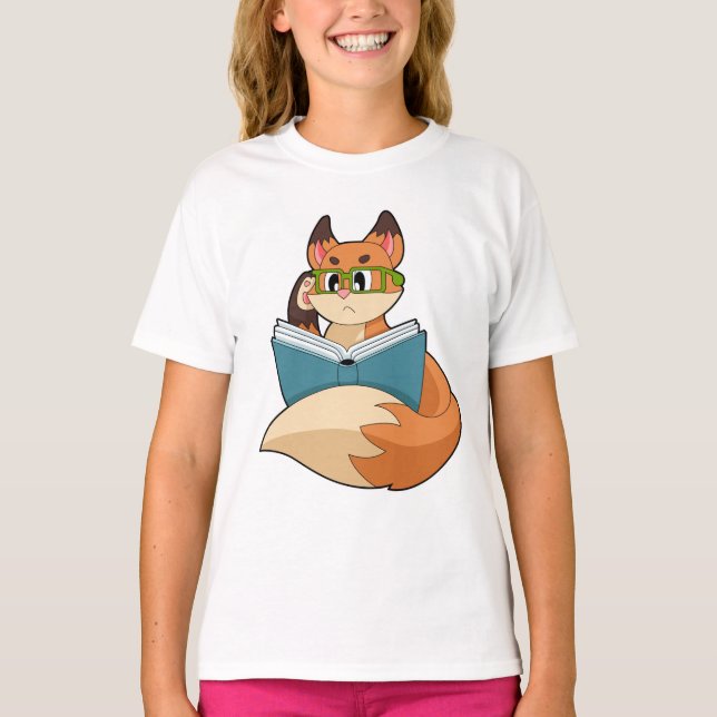 Camiseta Fox como Nerd con libros y anteojos (Anverso)