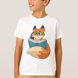Camiseta Fox como Nerd con libros y anteojos
