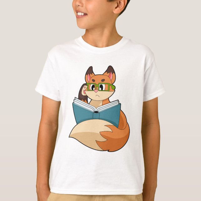 Camiseta Fox como Nerd con libros y anteojos (Anverso)
