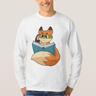Camiseta Fox como Nerd con libros y anteojos