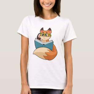 Camiseta Fox como Nerd con libros y anteojos
