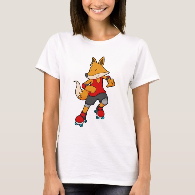 Camiseta Fox como patinador con patines de rodillos (Anverso)