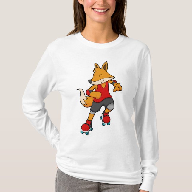 Camiseta Fox como patinador con patines de rodillos (Anverso)