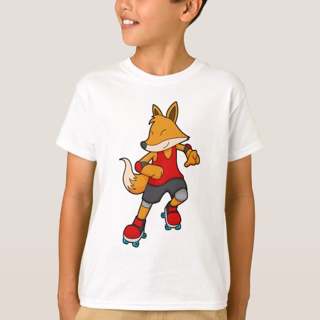 Camiseta Fox como patinador con patines de rodillos (Anverso)