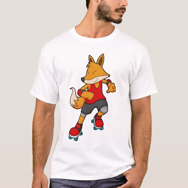 Camiseta Fox como patinador con patines de rodillos (Anverso)