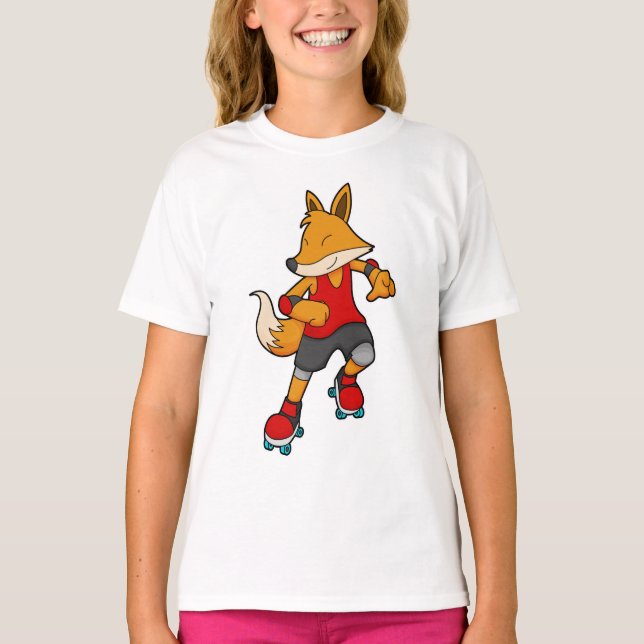 Camiseta Fox como patinador con patines de rodillos (Anverso)