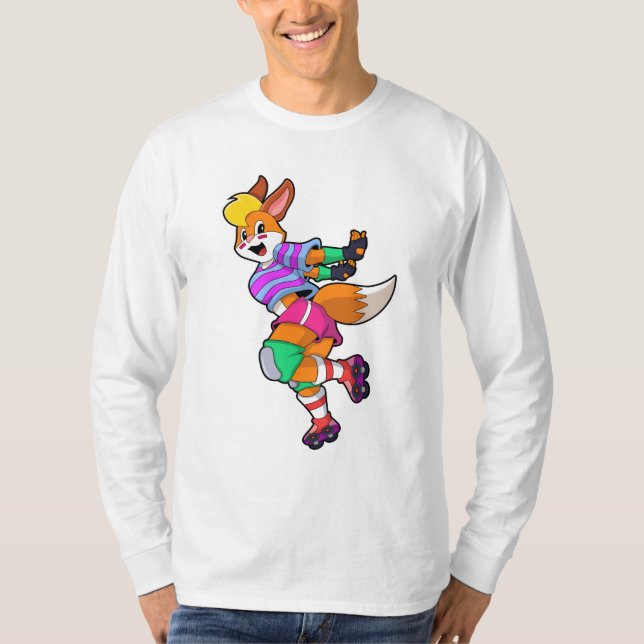 Camiseta Fox como patinador en línea con patines en línea (Anverso)