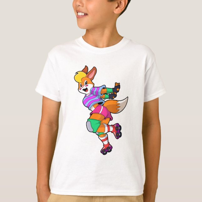 Camiseta Fox como patinador en línea con patines en línea (Anverso)