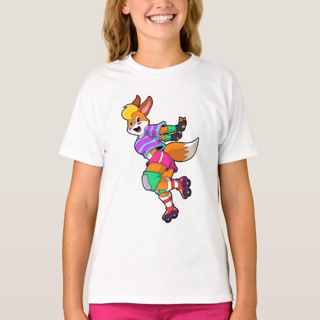 Camiseta Fox como patinador en línea con patines en línea (Anverso)