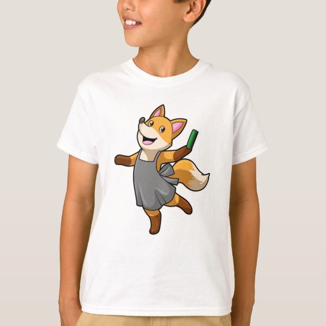 Camiseta Fox como peluquero con tijeras (Anverso)