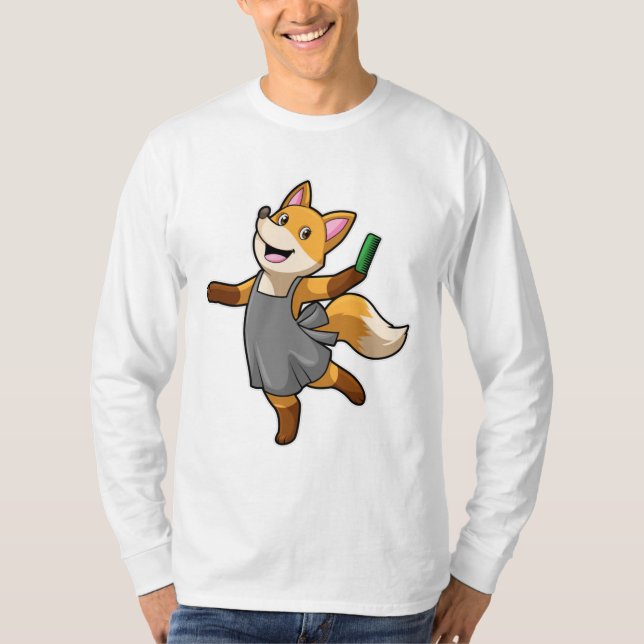 Camiseta Fox como peluquero con tijeras (Anverso)