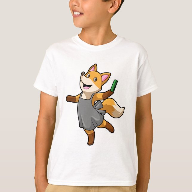 Camiseta Fox como peluquero con tijeras (Anverso)