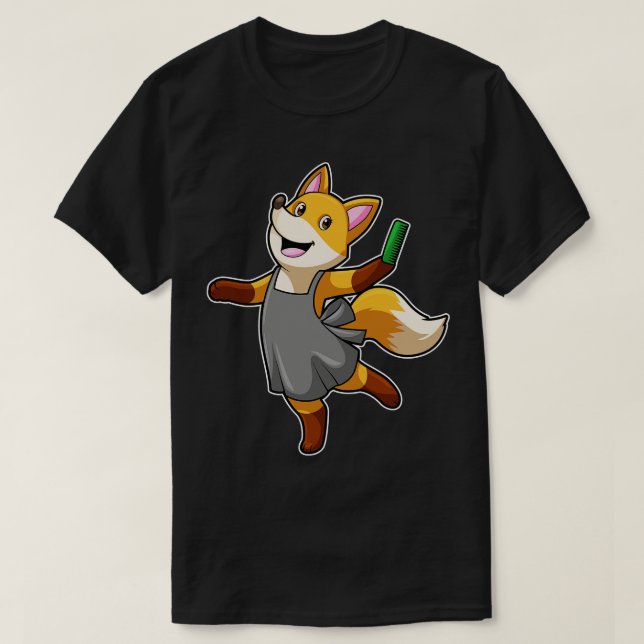 Camiseta Fox como peluquero con tijeras (Diseño del anverso)