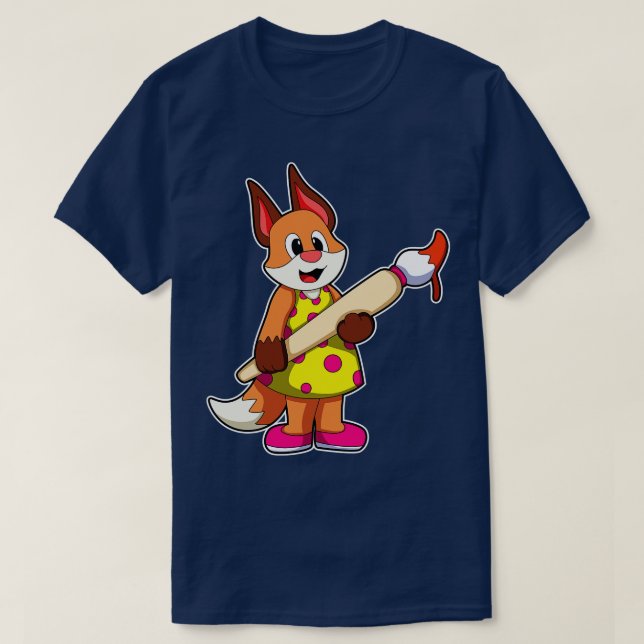 Camiseta Fox como pintador con pincel (Diseño del anverso)