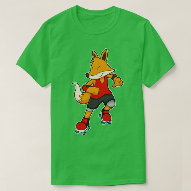 Camiseta Fox Como Skater Con Patines De Rollo (Diseño del anverso)