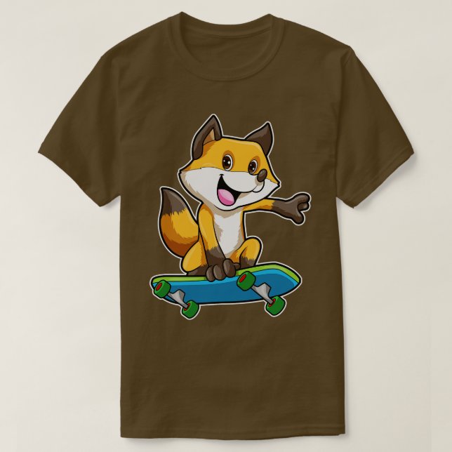 Camiseta Fox como Skater con Skateboard (Diseño del anverso)