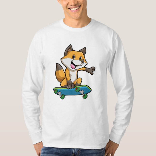 Camiseta Fox como Skater con Skateboard (Anverso)