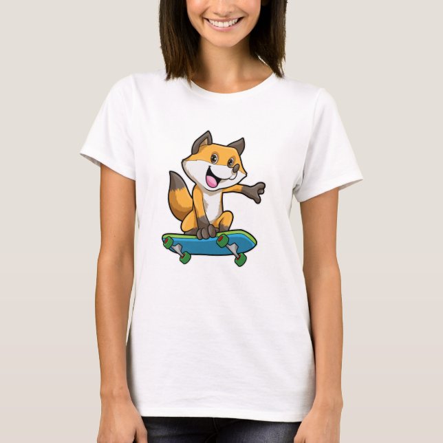 Camiseta Fox como Skater con Skateboard (Anverso)