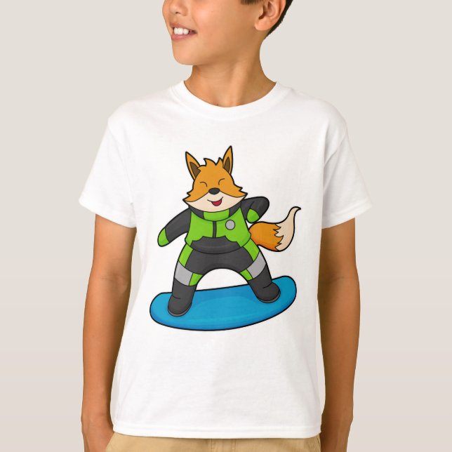 Camiseta Fox como Snowboarder con Snowboard (Anverso)