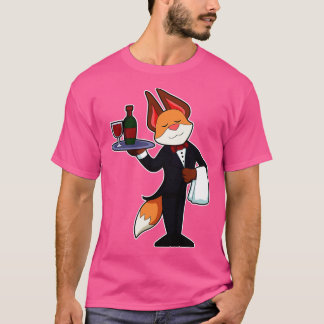 Camiseta Fox como Waiter con Platter y Vino Rojo