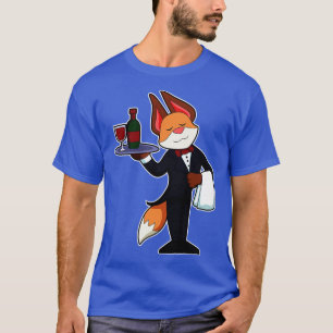 Camiseta Fox como Waiter con Platter y Vino Rojo