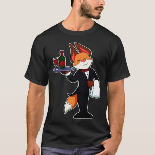 Camiseta Fox como Waiter con Platter y Vino Rojo