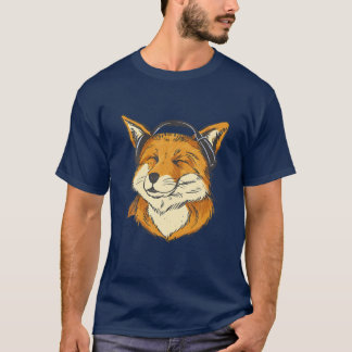 Camiseta Fox con audífonos Foxes Naturaleza Niños animales 