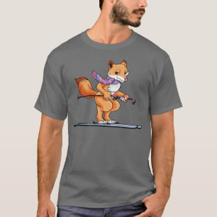 Camiseta Fox con bufanda como esquiador con esquís