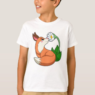 Camiseta Fox con flor blanca