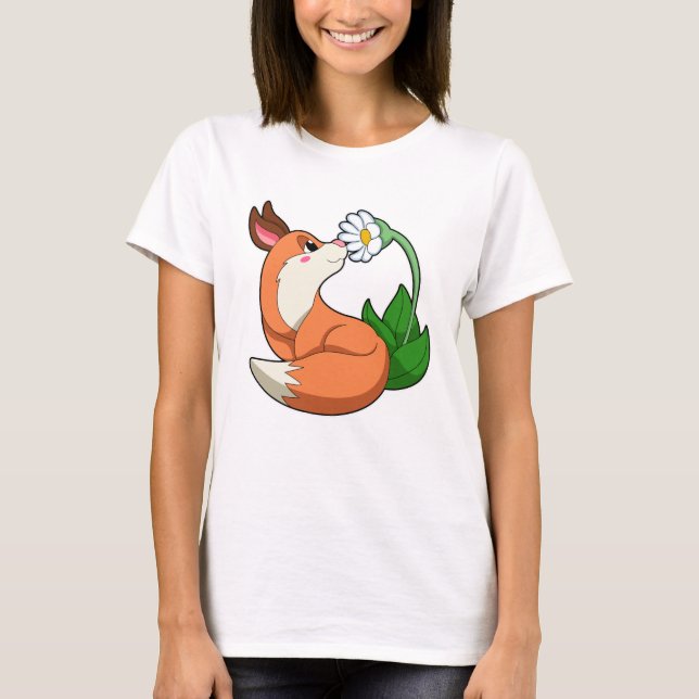 Camiseta Fox con flor blanca (Anverso)