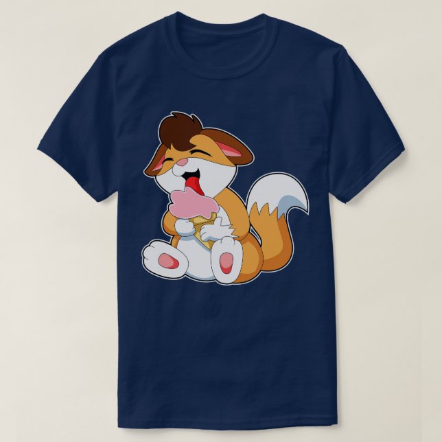 Camiseta Fox con helado de fresa (Diseño del anverso)