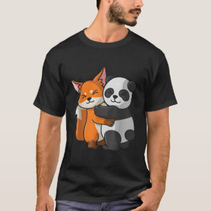 Camiseta Fox Con Panda Abrazando Animales De Amor