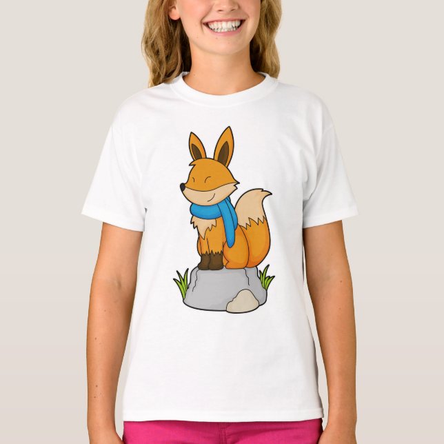 Camiseta Fox con Scarf en la roca (Anverso)