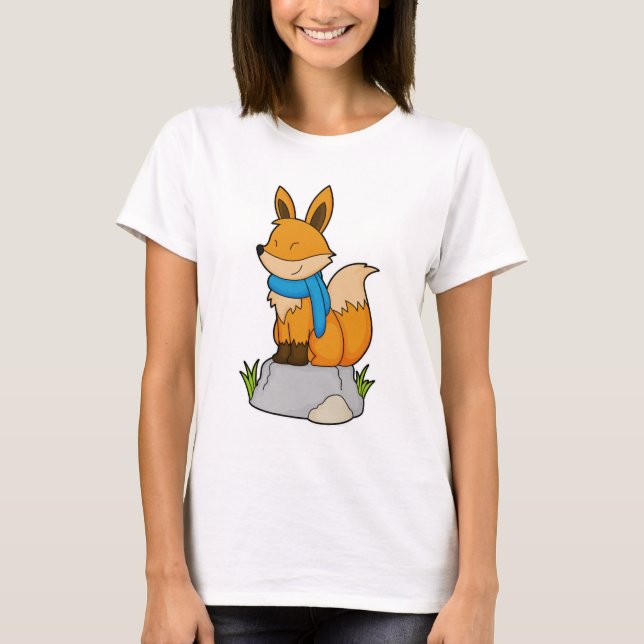 Camiseta Fox con Scarf en la roca (Anverso)