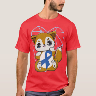 Camiseta Fox Cuta Con Cinta Azul Para Concienciación Sobre
