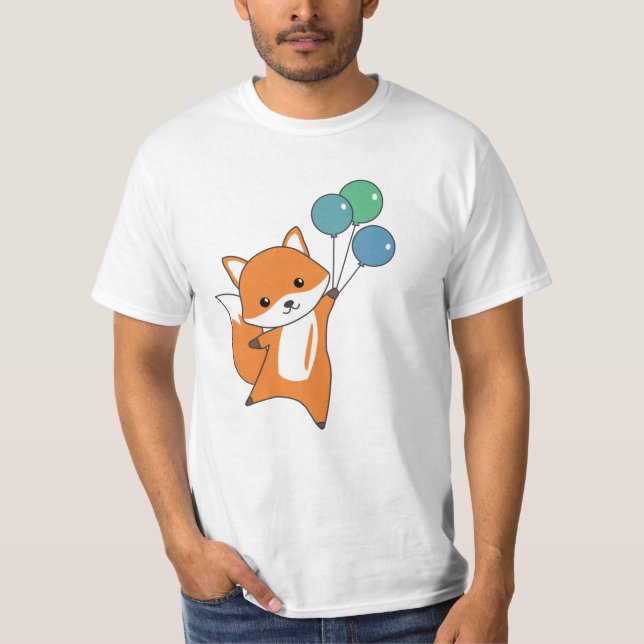 Camiseta Fox Cute Animals Mosca Globos Niños (Anverso)
