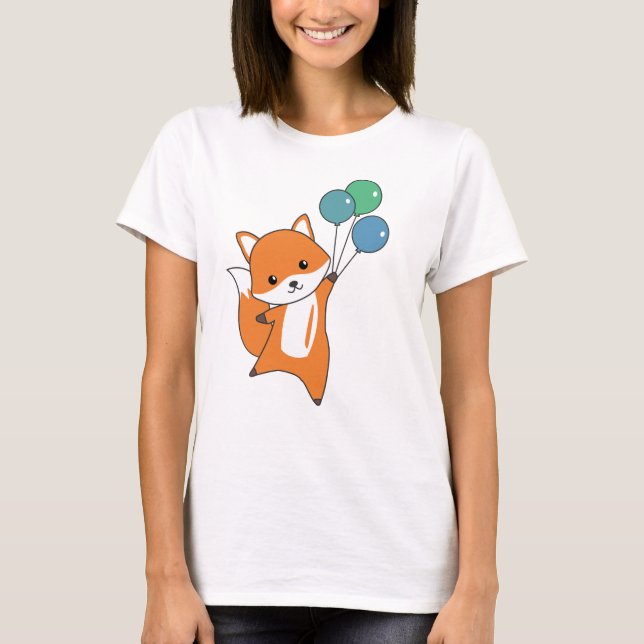 Camiseta Fox Cute Animals Mosca Globos Niños (Anverso)