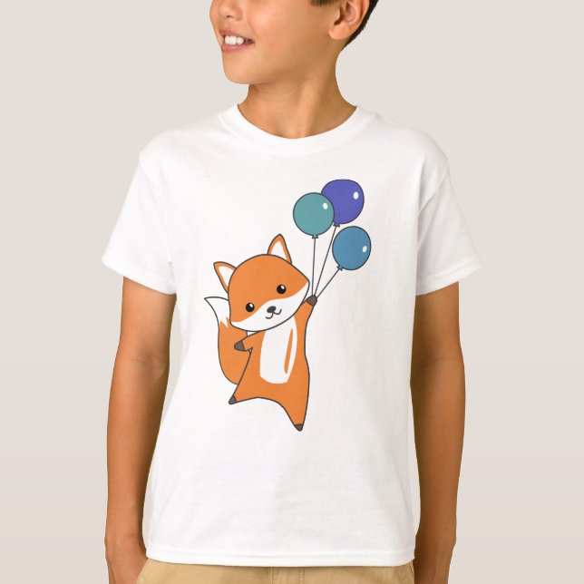 Camiseta Fox Cute Animals Mosca Globos Niños (Anverso)
