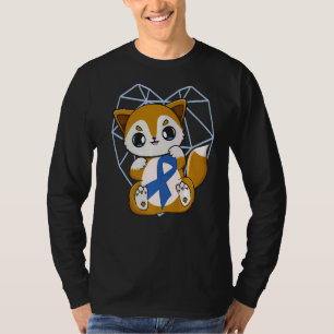 Camiseta Fox Cute Con Cinta Azul Para La Conciencia Sobre L