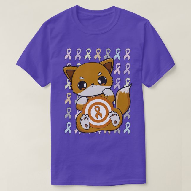 Camiseta Fox Cute Con Cinta Naranja Para Concienciación Sob (Diseño del anverso)
