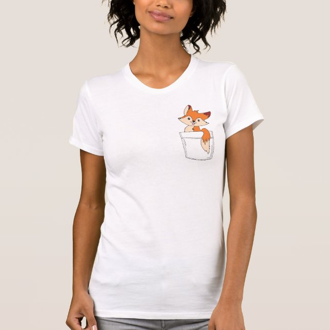 Camiseta Fox Cute Drawing Fox en Pocket Cute Fox Clipart (Anverso)