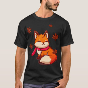 Camiseta Fox Cute Sentado Con Scarf En El Personalizado De 
