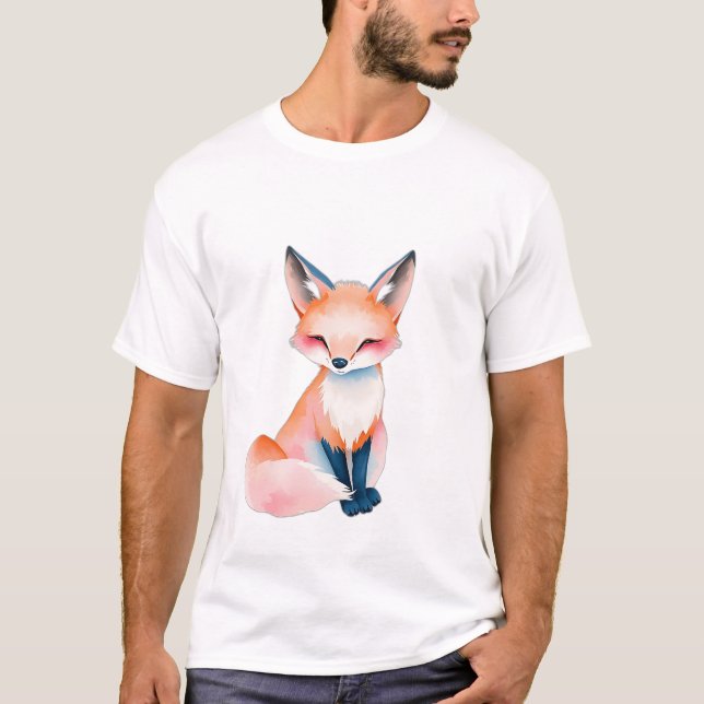 Camiseta Fox de color de agua impresionista con hongos (Anverso)