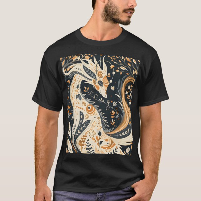 Camiseta Fox de flores nórdicas (Anverso)