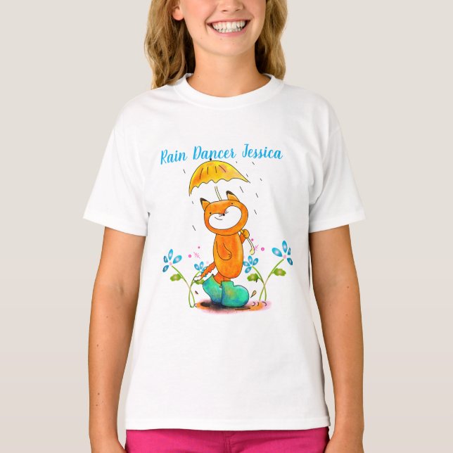 Camiseta Fox de primavera inspiradora con paraguas (Anverso)